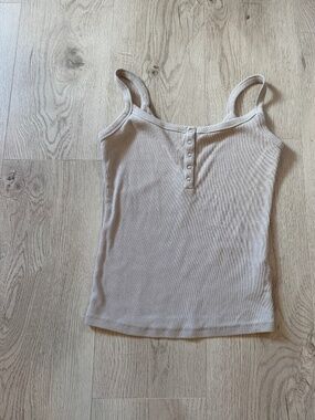 Abercrombie & Fitch Beige Henley Snap Button Tank Top Sz. M